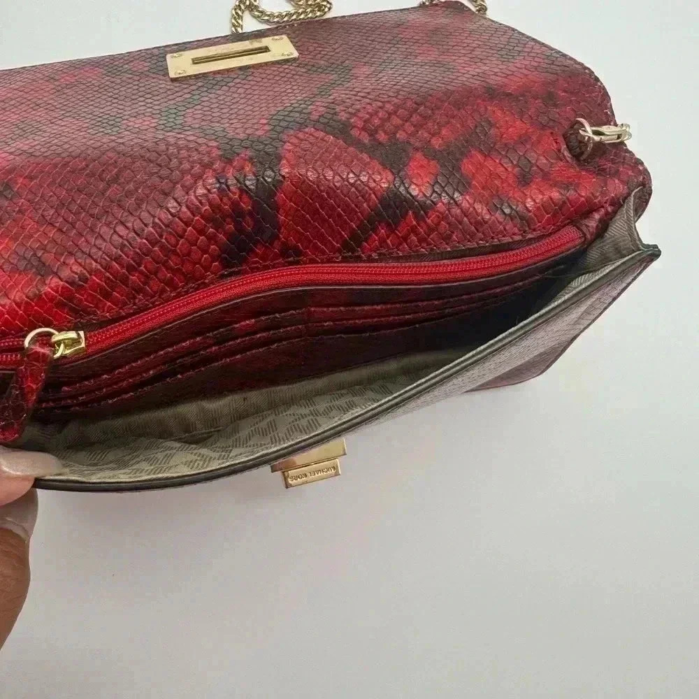 Michael Kors Calf Leather Python Print Clutch Wit… - image 6